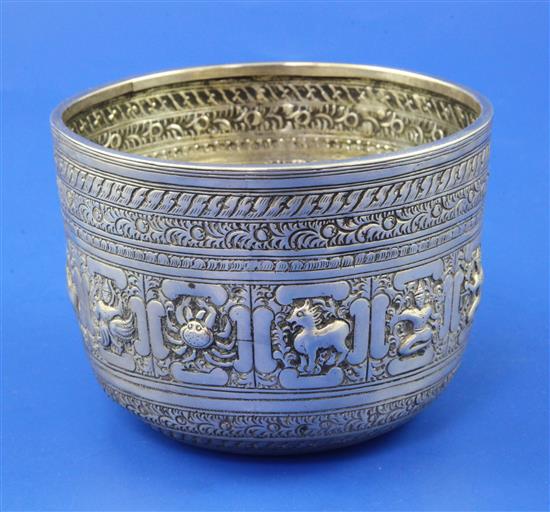A Victorian Scottish silver Burmese style circular bowl, 7 oz.